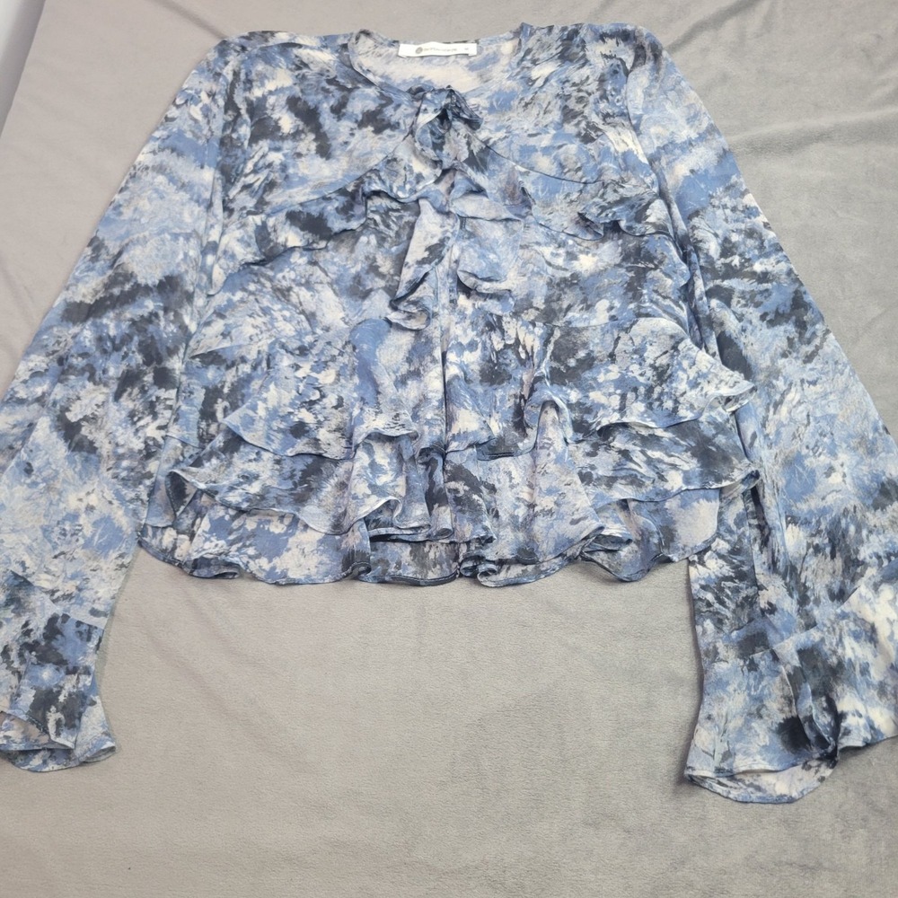 Blue Ruffle Long Sleeve Blouse By The Impeccable Pig M
